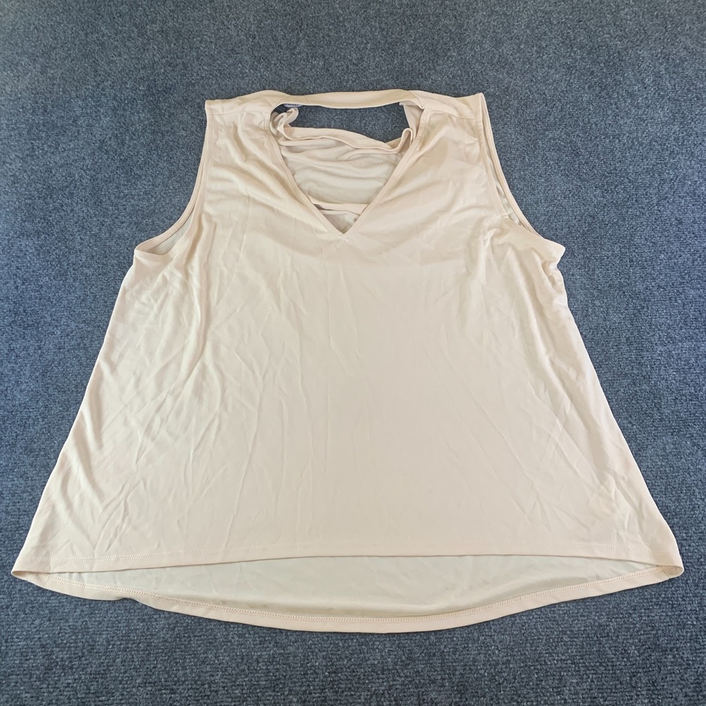 Nine West Jeans Tank Top Womens XL Beige V-Neck Sleeveless Keyhole Back Casual